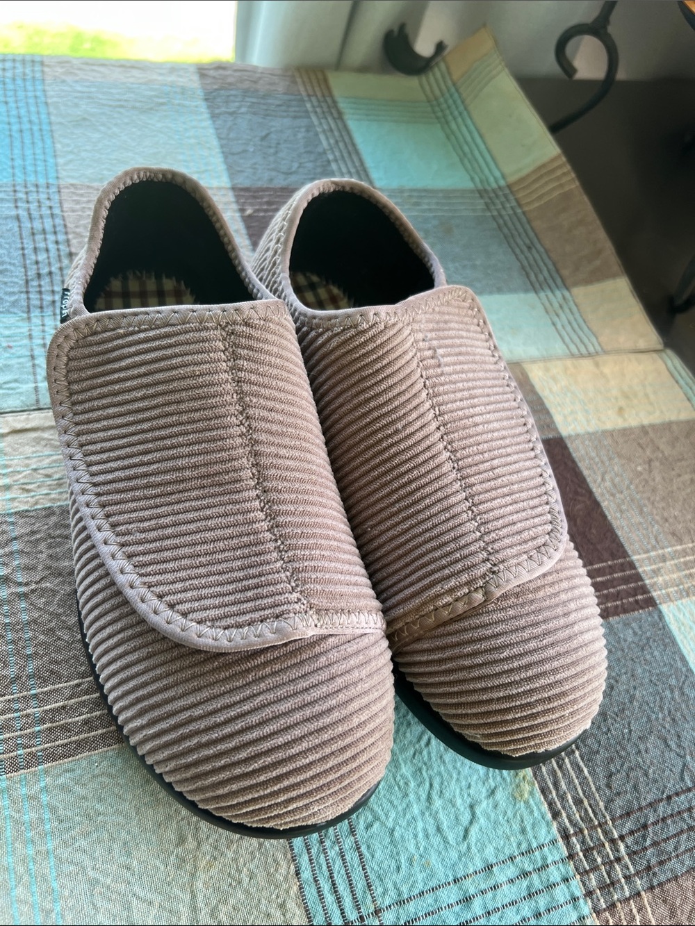 Women's Taupe Corduroy Comfort Slippers